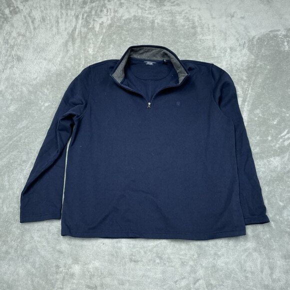 Izod Mens Navy Blue 1/4 Zip Pullover Sweatshirt XL Cotton Blend 6332 - Picture 1 of 7